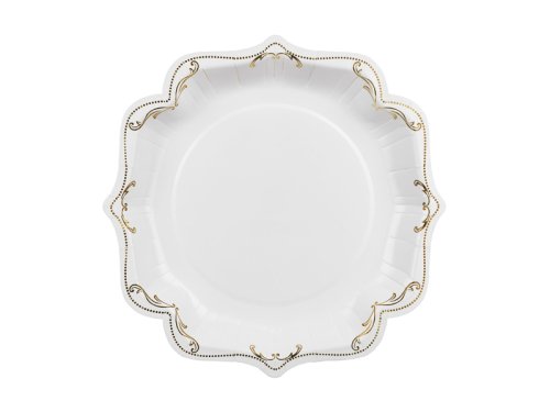Decorative Paper Plates with Ornament, White, 26cm (1 pkt / 6 pc.) Decorative Paper Plates with Ornament, White, 26cm (1 pkt / 6 pc.)