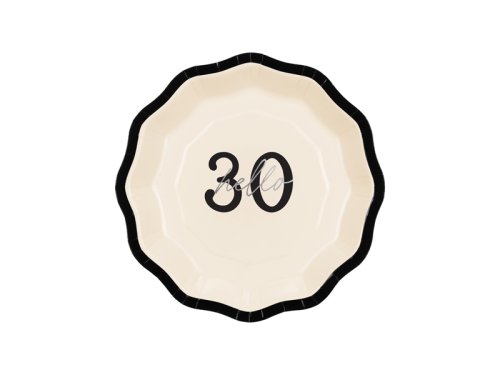 Paper plates ''Hello 30'', mix, 18 cm (1 pkt / 6 pc.)