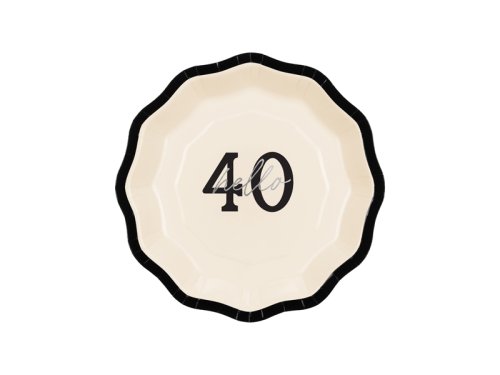Paper plates ''Hello 40'', mix, 18 cm (1 pkt / 6 pc.)