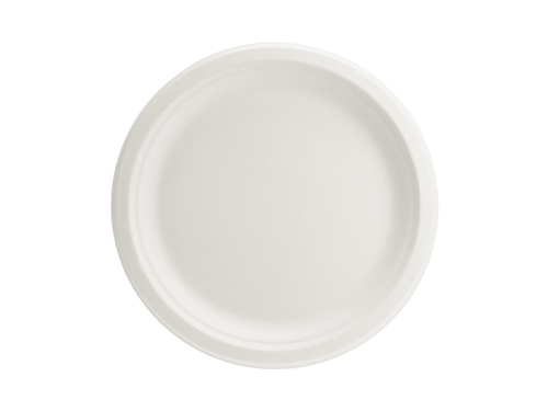 Sugar cane plates, white, 22.5cm (1 pkt / 6 pc.)