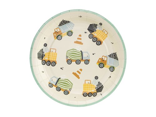 Paper plates Construction vehicles, mix, 18x18 cm (1 pkt / 6 pc.) Paper plates Construction vehicles, mix, 18x18 cm (1 pkt / 6 pc.)