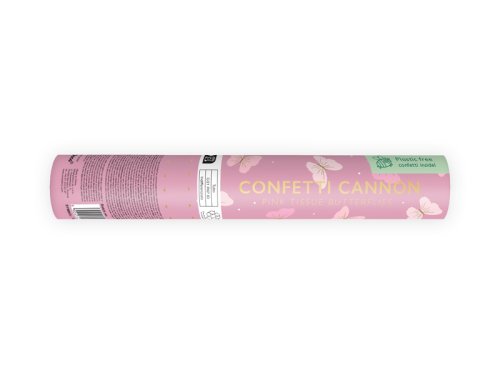 Confetti cannon with butterflies, pink, 20cm Confetti cannon with butterflies, pink, 20cm