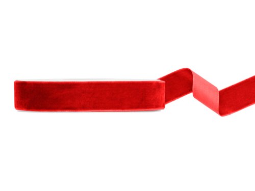 Velour ribbon, red, 25mm/10m Velour ribbon, red, 25mm/10m
