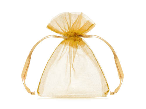 Organza pouches, gold, 10cm (1 pkt / 10 pc.) Organza pouches, gold, 10cm (1 pkt / 10 pc.)