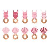 Drink tags Swimsuite and Shell, 8x5 cm, mix (1 pkt / 10 pc.)