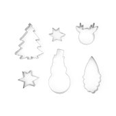 Cookie cutters Merry Christmas, silver (1 pkt / 6 pc.)