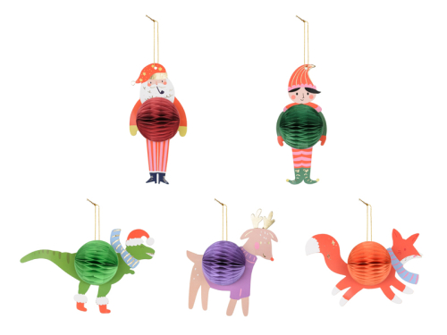 Paper honeycomb set Christmas characters, mix (1 pkt / 5 pc.) Paper honeycomb set Christmas characters, mix (1 pkt / 5 pc.)