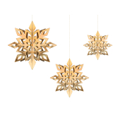 Hanging decoration Snowflakes, gold, 15-25cm (1 pkt / 6 pc.)