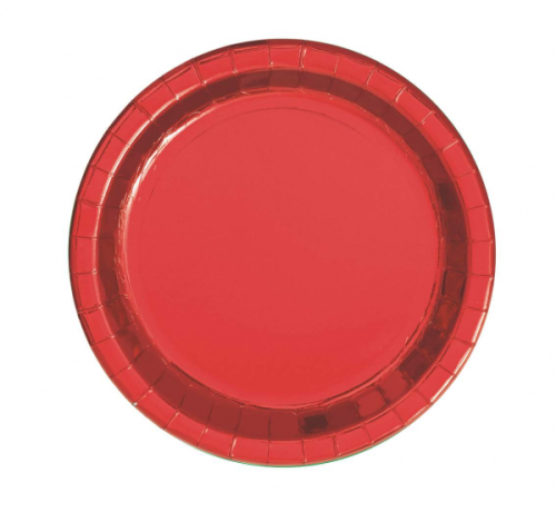 Paper plates, red, 18 cm, 8 pcs