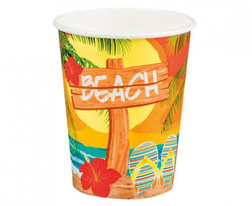 Hawaii paper cups - beach, 250 ml, 6 szt.