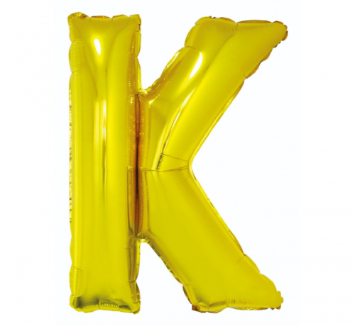 Folija balons &quot;Burts K&quot; , zelts, 85 cm