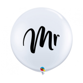Balloon QL 36 inches Mr., pastel white / 2 pcs.