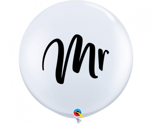 Balloon QL 36 inches Mr., pastel white / 2 pcs.