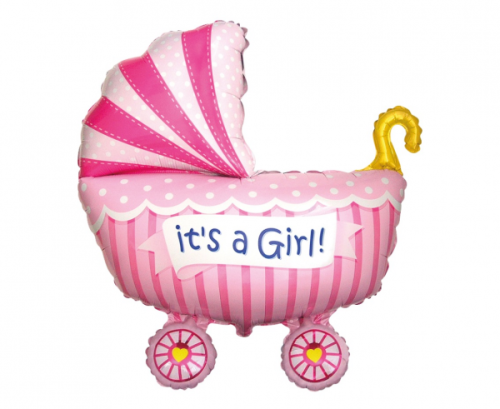 Воздушный шар фольгированный 24 &quot;FX Girl&#39;s Pram (розовый), в упаковке