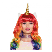 Wig Unicorn Rainbow, with a corner and ears