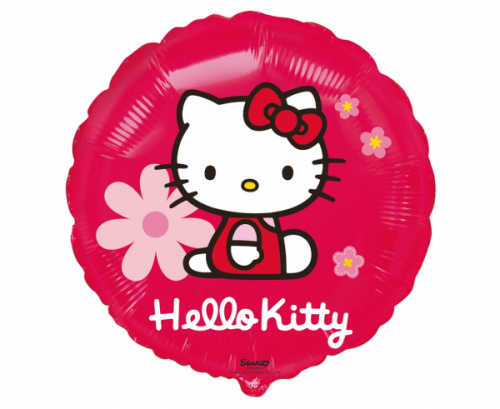 Folija balons 18&quot; FX Hello Kitty ar ziedu (RND), iepakots