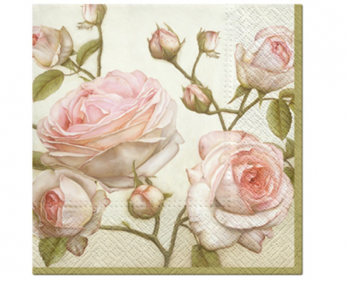 Paper napkins PAW Beauty Roses, 33 x 33 cm / 20 pcs.