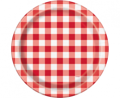 Paper plates   Red Gingham, 23 cm, 8 pcs