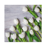 Paper napkins PAW, White Tulips Design, 33 x 33 cm / 20 pcs.