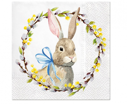 Paper napkins PAW, Rabbit with Catkins Design, 33 x 33 cm / 20 pcs.