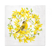 Paper napkins PAW Forsythia & Bird Design, 33 x 33 cm / 20 pcs.