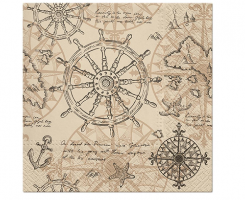 Paper napkins PAW, Cartography Design, 33 x 33 cm / 20 pcs.