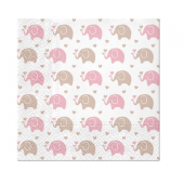 Paper napkins PAW, Baby Elephants (pink), 33 x 33 cm / 20 pcs.