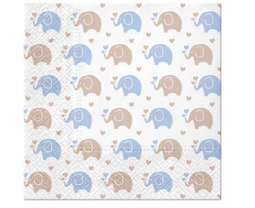 Paper napkins PAW, Baby Elephant (blue), 33 x 33 cm / 20 pcs. Paper napkins PAW, Baby Elephant (blue), 33 x 33 cm / 20 pcs.
