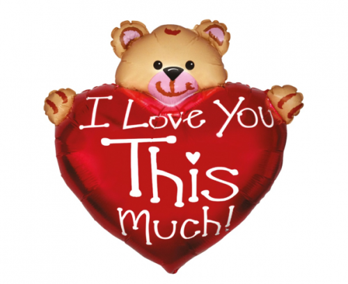 Folija balons 24" FX Teddy ar sirdi, iepakots Folija balons 24" FX Teddy ar sirdi, iepakots
