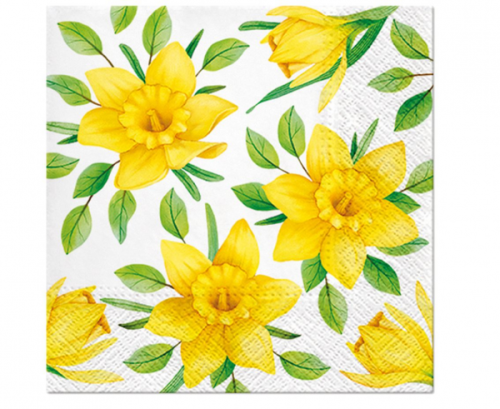 Paper napkins PAW, Daffodils in Bloom Design, 33 x 33 cm / 20 pcs.