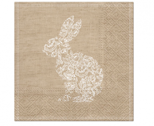 Paper napkins Lace Bunny Design, brown, 33 x 33 cm / 20 pcs.