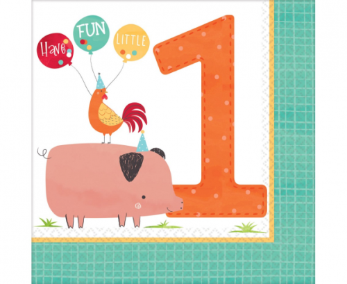 16 Napkins Barnyard Birthday 1st Birthday 33 x 33 cm