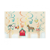 12 Swirl Decorations Barnyard Birthday Foil / Paper 61 cm