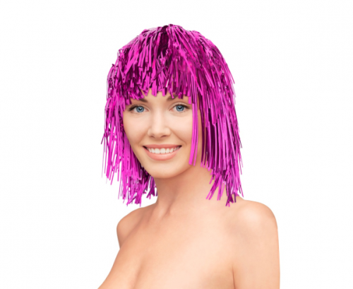 Foil wig, pink