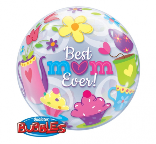 Folija balons 22&quot; QL Bubble singls &quot;Best Mum Ever!&quot;