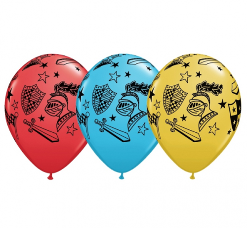 Balons QL 11&amp;quot; bruņas, vairogs un zobens, pasteļa speciālais maisījums / 6 gab.