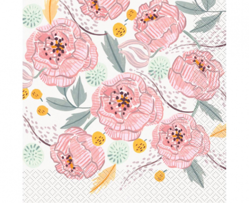 Paper napkins Mr&Mrs, with flowers, 33x33 cm, 16 pcs Paper napkins Mr&Mrs, with flowers, 33x33 cm, 16 pcs