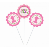 Centrepiece Sticks 1st Birthday Pink