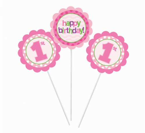 Centrepiece Sticks 1st Birthday Pink Centrepiece Sticks 1st Birthday Pink