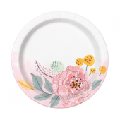 Paper plates Mr&Mrs, with flowers, 18 cm, 8 pcs