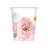 Paper cups Mr&Mrs, with flowers, 266 ml, 8 pcs