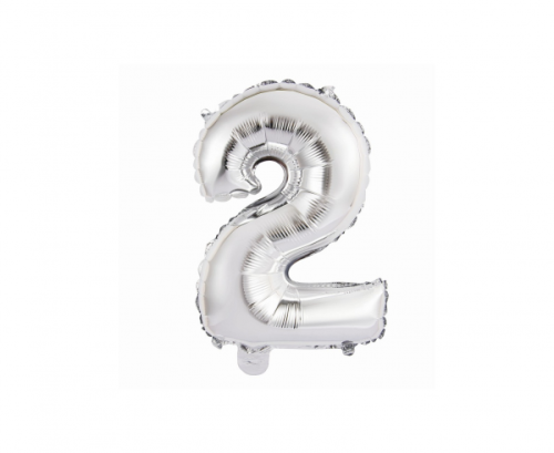 Foil balloon No 2, silver, 35 cm