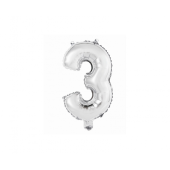 Foil balloons No 3, silver, 35 cm