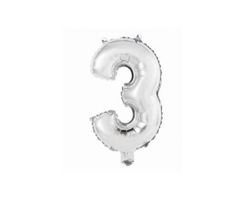 Foil balloons No 3, silver, 35 cm Foil balloons No 3, silver, 35 cm