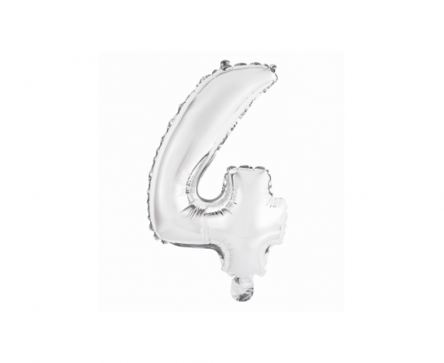 Foil balloon No 4, silver, 35 cm Foil balloon No 4, silver, 35 cm