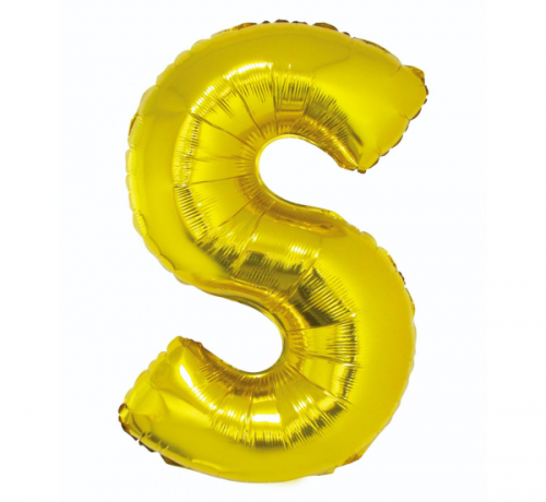 Folija balons "Burts S", zelts, 85 cm Folija balons "Burts S", zelts, 85 cm