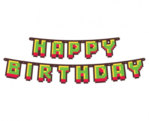 Papīra vītne Happy Birthday Game On, 160 cm