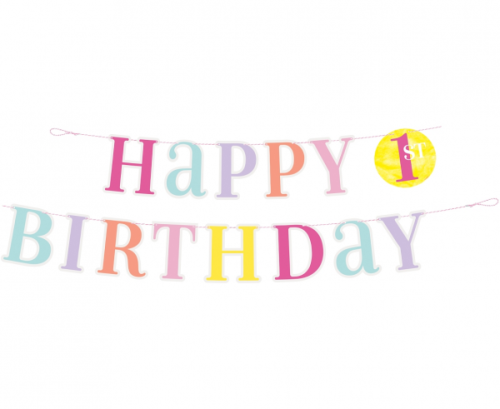 Garland 1st birthday, for girl, 182 cm