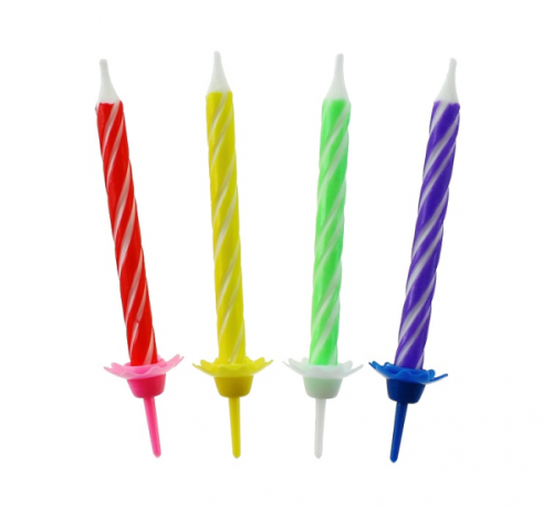 Birthday candles 24/12, 4 colours, double pattern