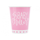 Paper cups Pink Heart Baby Shower, 8 pcs.